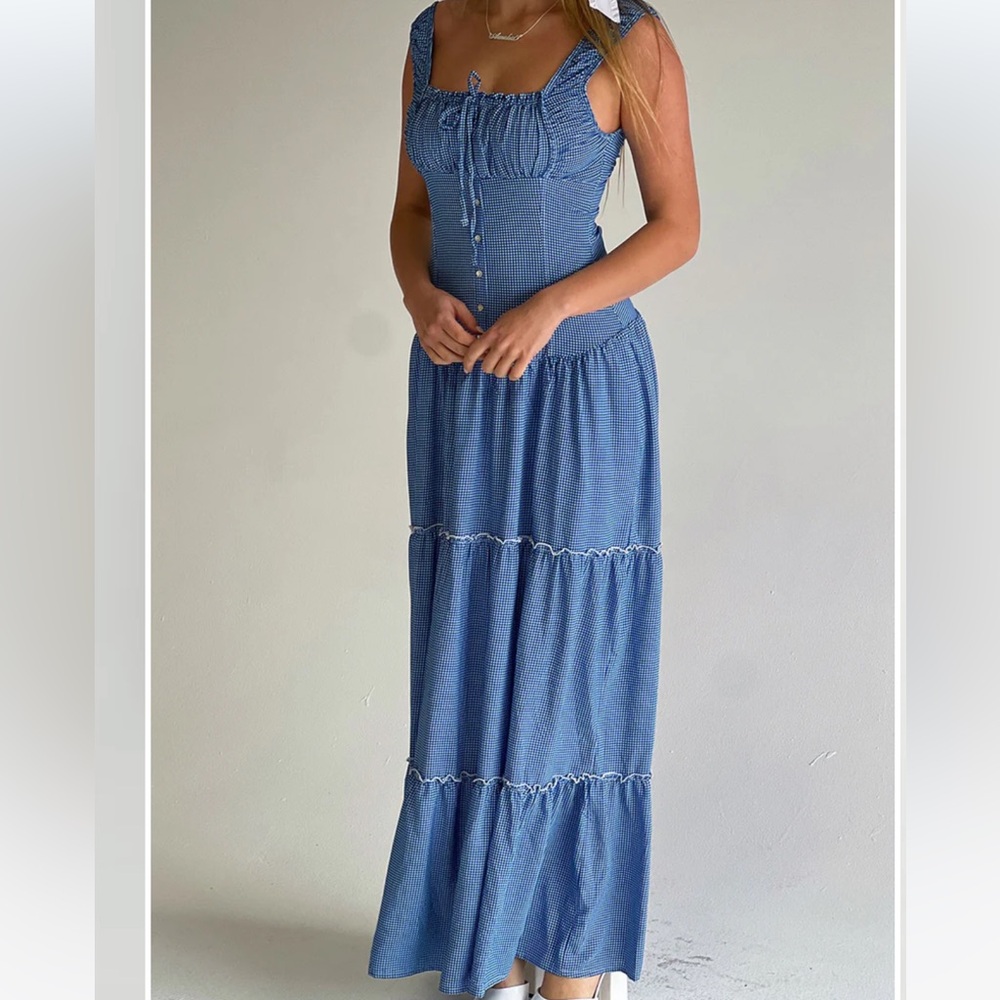 Frankie’s Bikini Blue Gingham Maxi Dress (Sold Out Online)